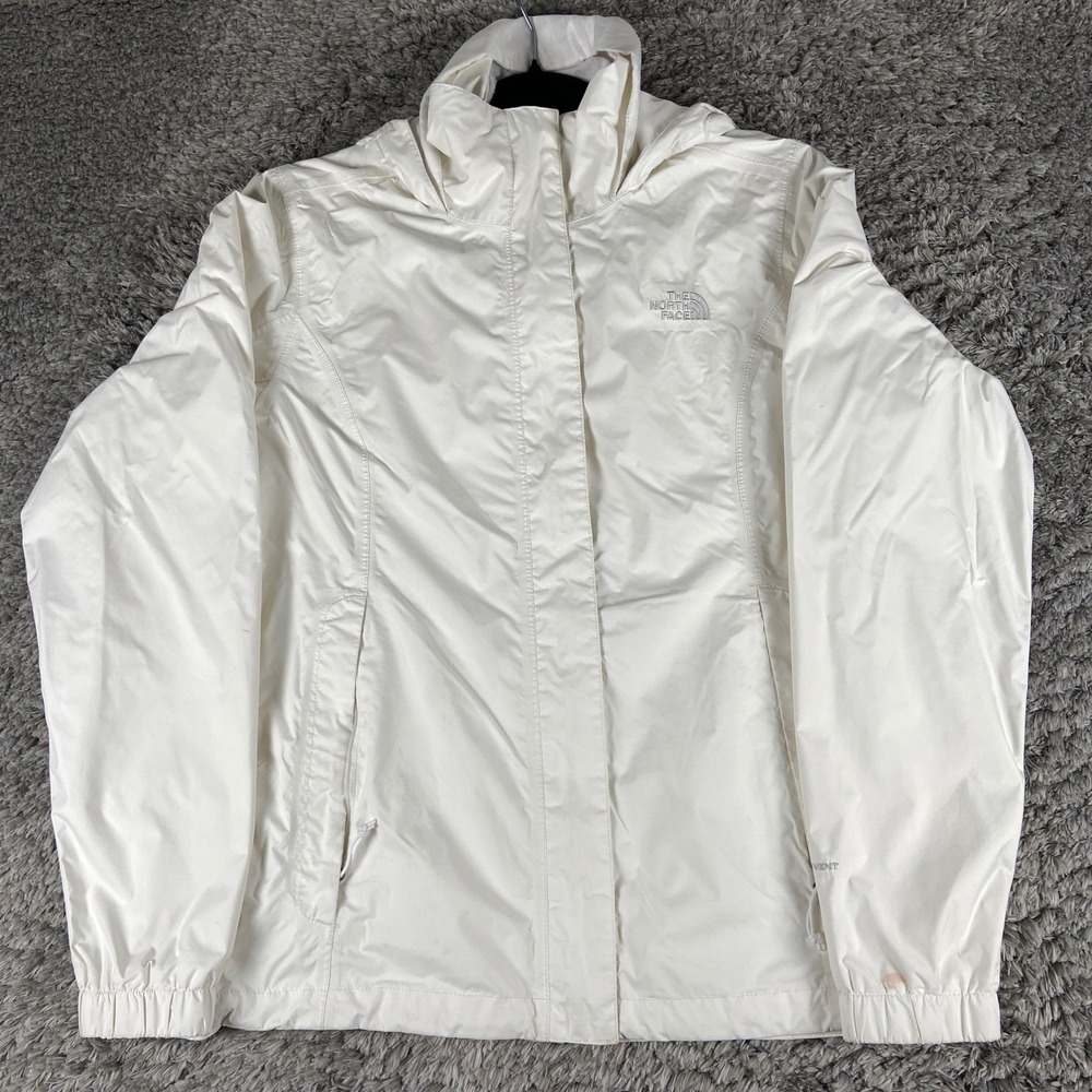 The North Face Resolve 2 Jacket Womens M White HyVent Hooded Rain Coat Outdoors